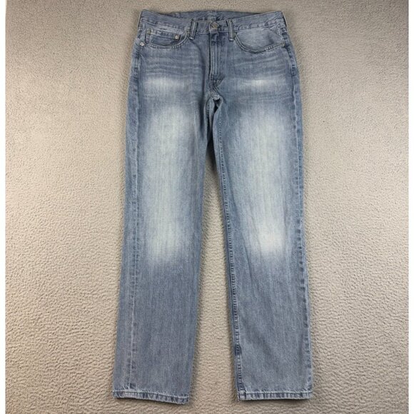 Levis 514 Jeans Mens 34x32 Blue Slim Leg Classic Straight Fit Faded Cotton Pants - Picture 1 of 8